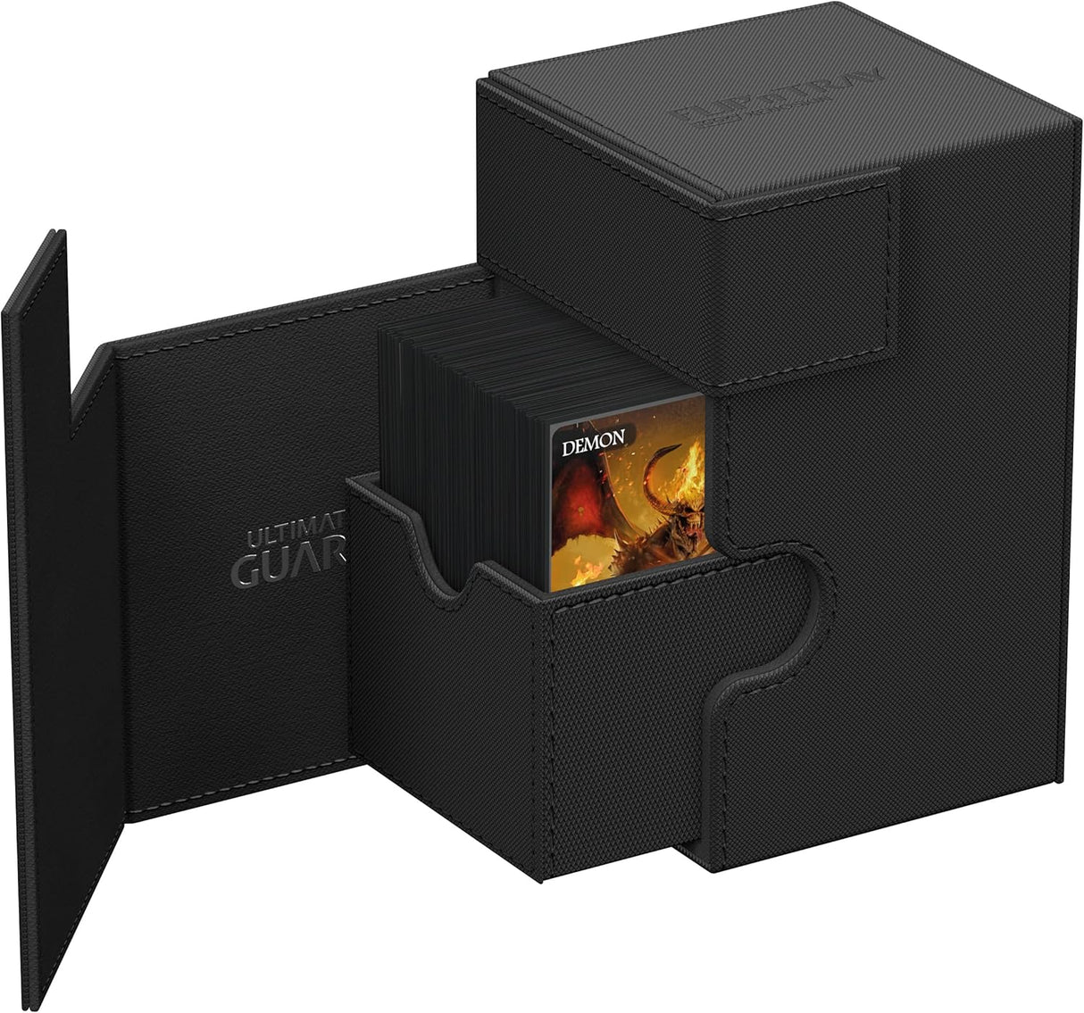 Ultimate Guard Flip 'n' Tray Xenoskin Trading Card Deck Box & Dice Tray (Black) (100+ Capacity)