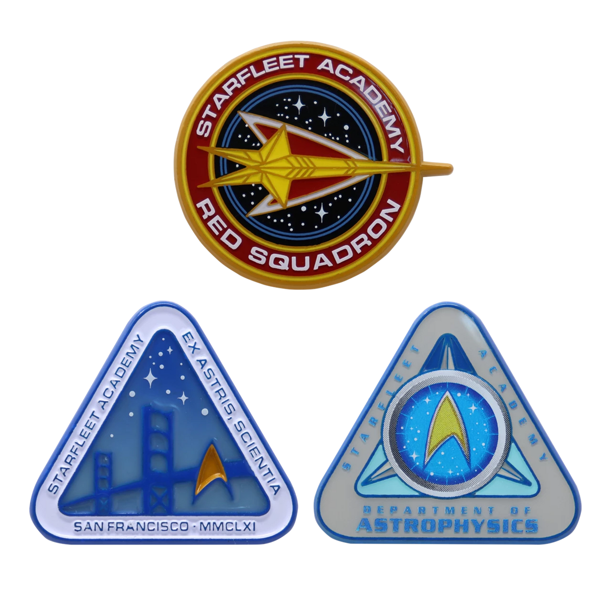 Star Trek Limited Edition Starfleet Academy Set Of Three Pin Badges