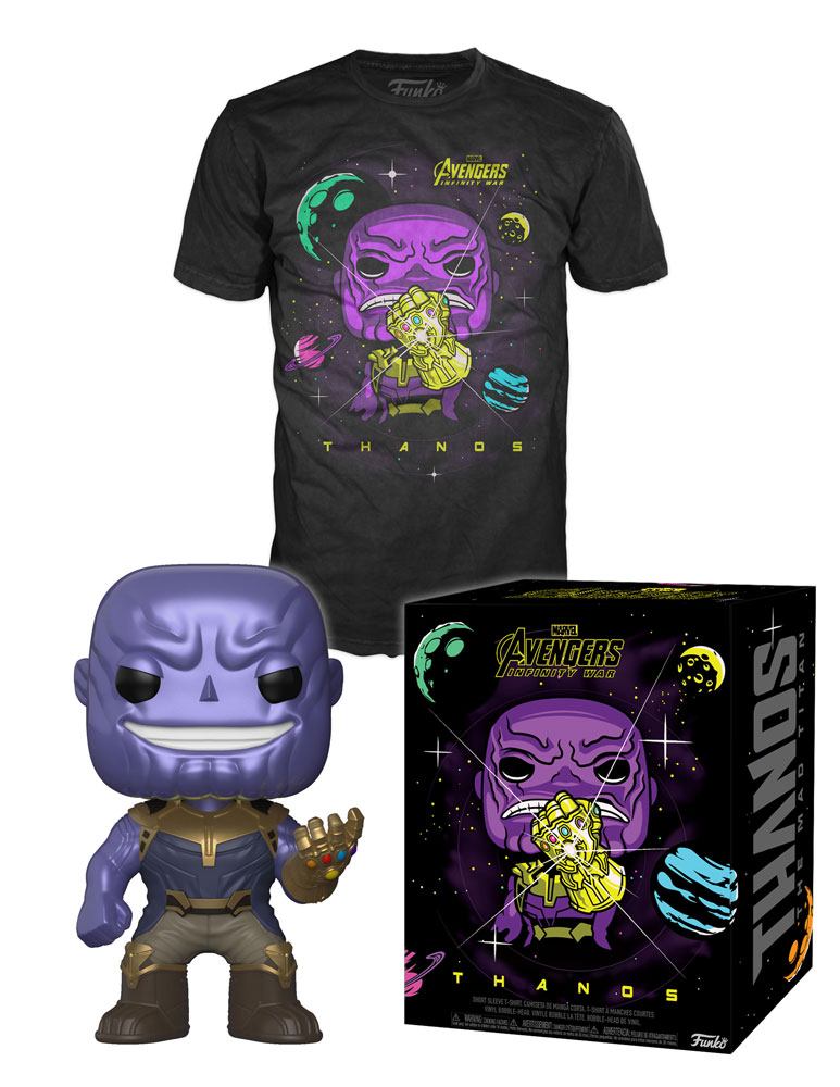 Marvel Infinity War Metallic Thanos Pop! figure + Neon Thanos Space Pop! T-Shirt Pop! Vinyl