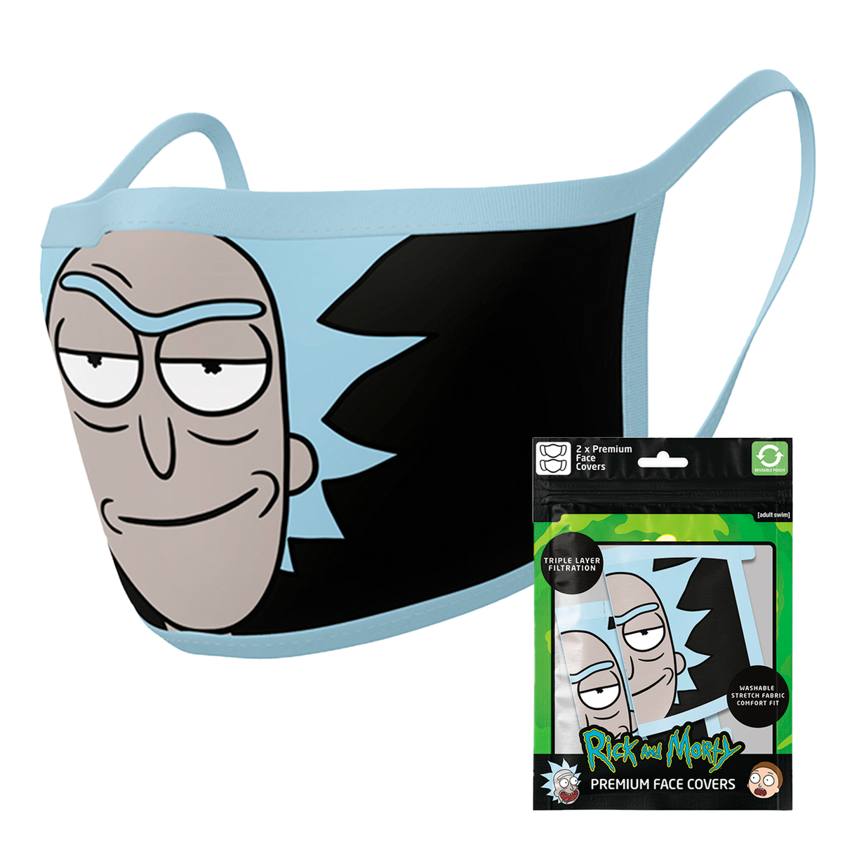 Rick and Morty: Rick Adult Face Mask (2-Pack)