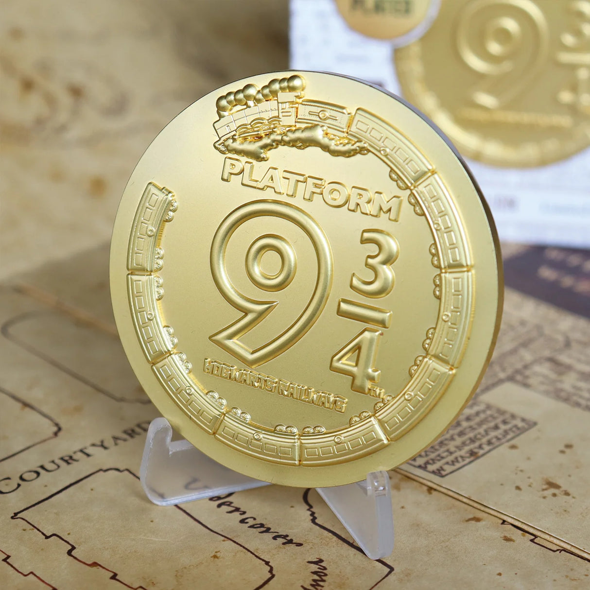 Harry Potter Limited Edition Platform 9 & 3/4 24K Gold Plated Medallion