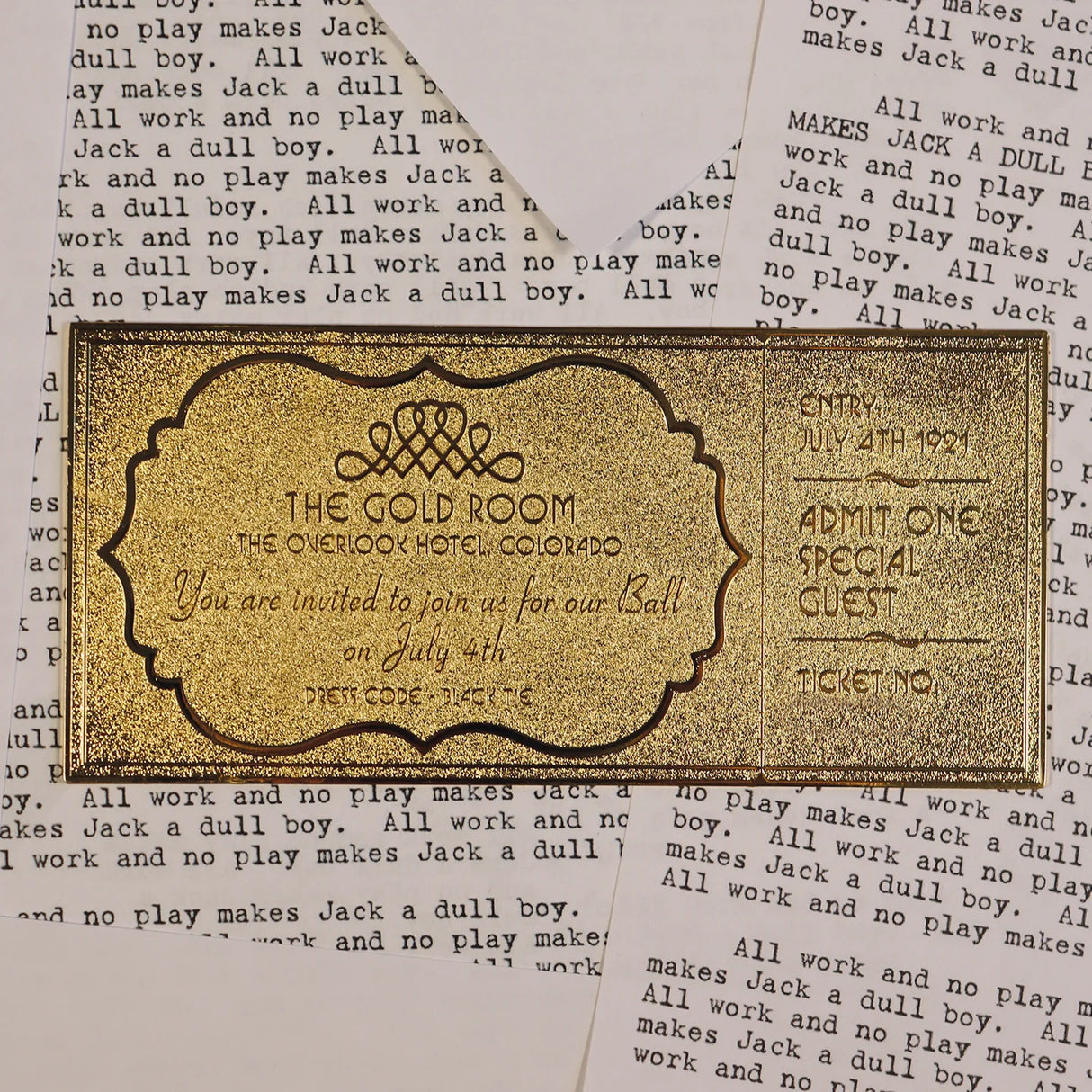 The Shining Limited Edition 24k Gold Plated The Overlook Hotel Ball Ticket