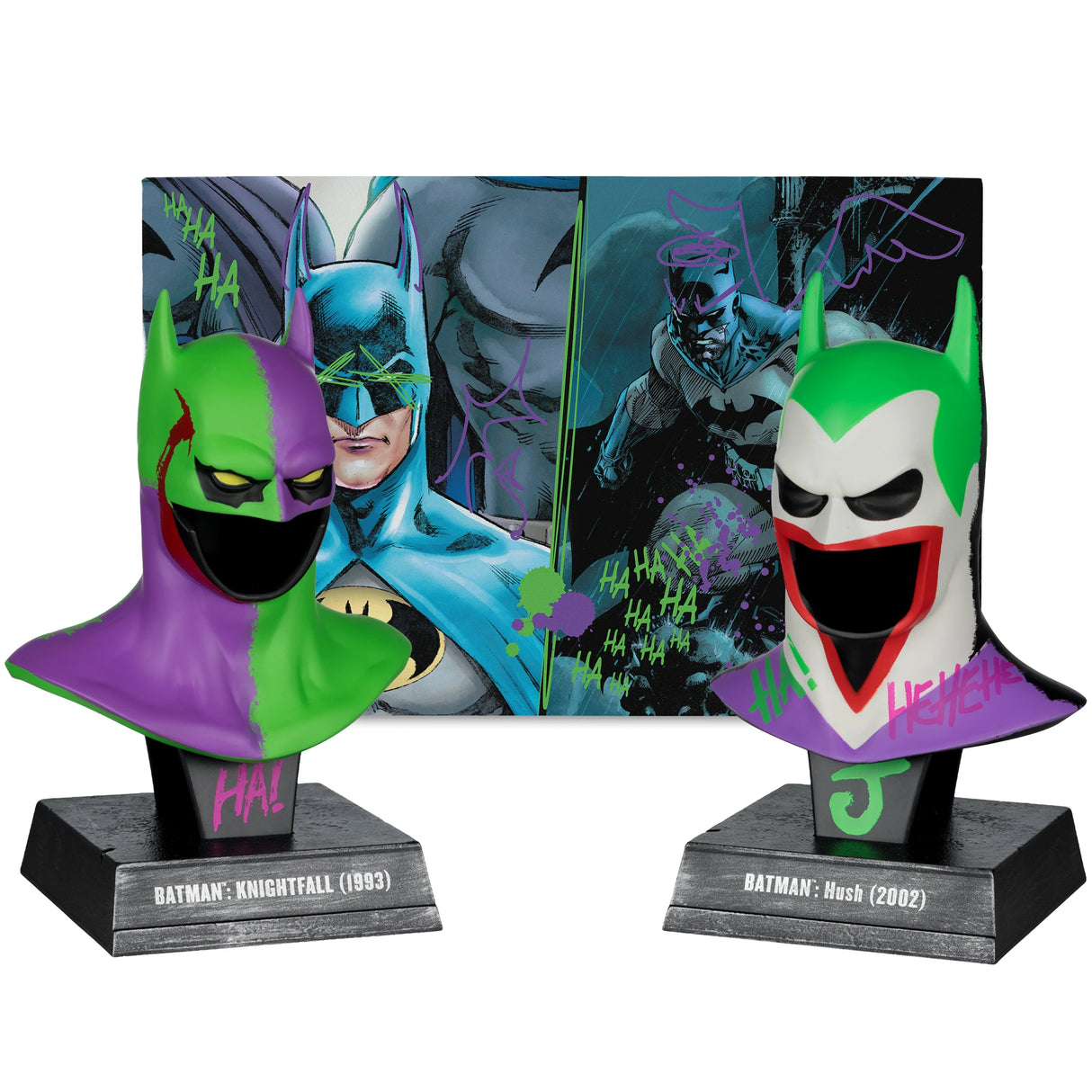DC Direct Gold Label 1/3 Scale Jokerised Hush / Knightfall Cowl Replica 2-Pack
