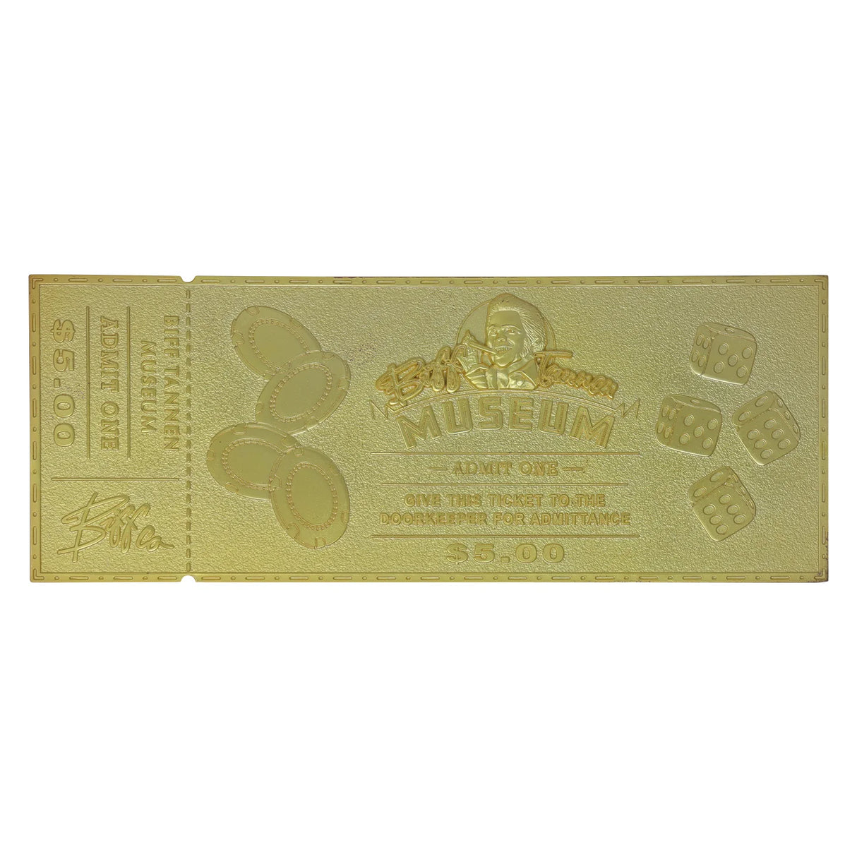 Back to the Future Limited Edition 24k Gold Plated Biff Tannen Museum Entrance Ticket