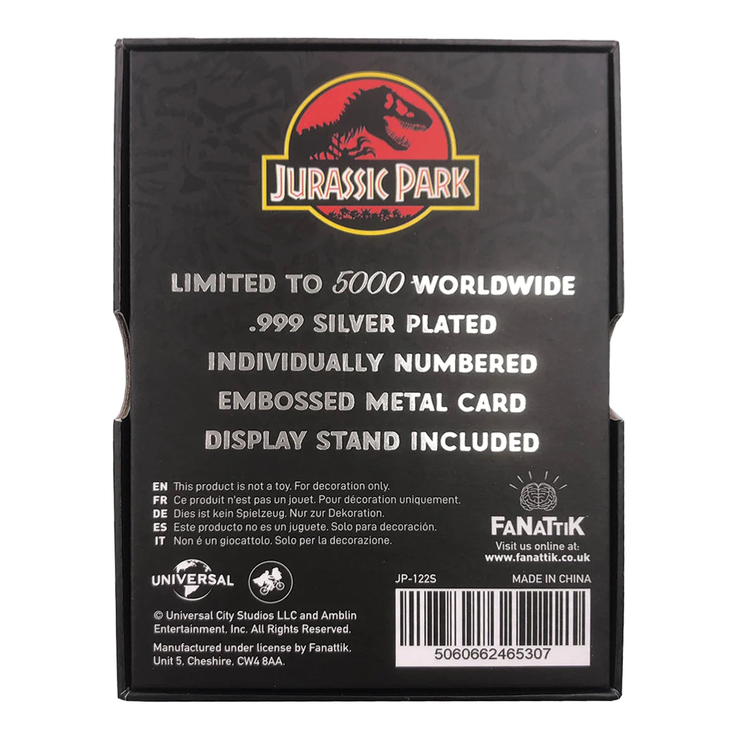 Jurassic Park Limited Edition .999 Silver Plated Entrance Gates Ingot