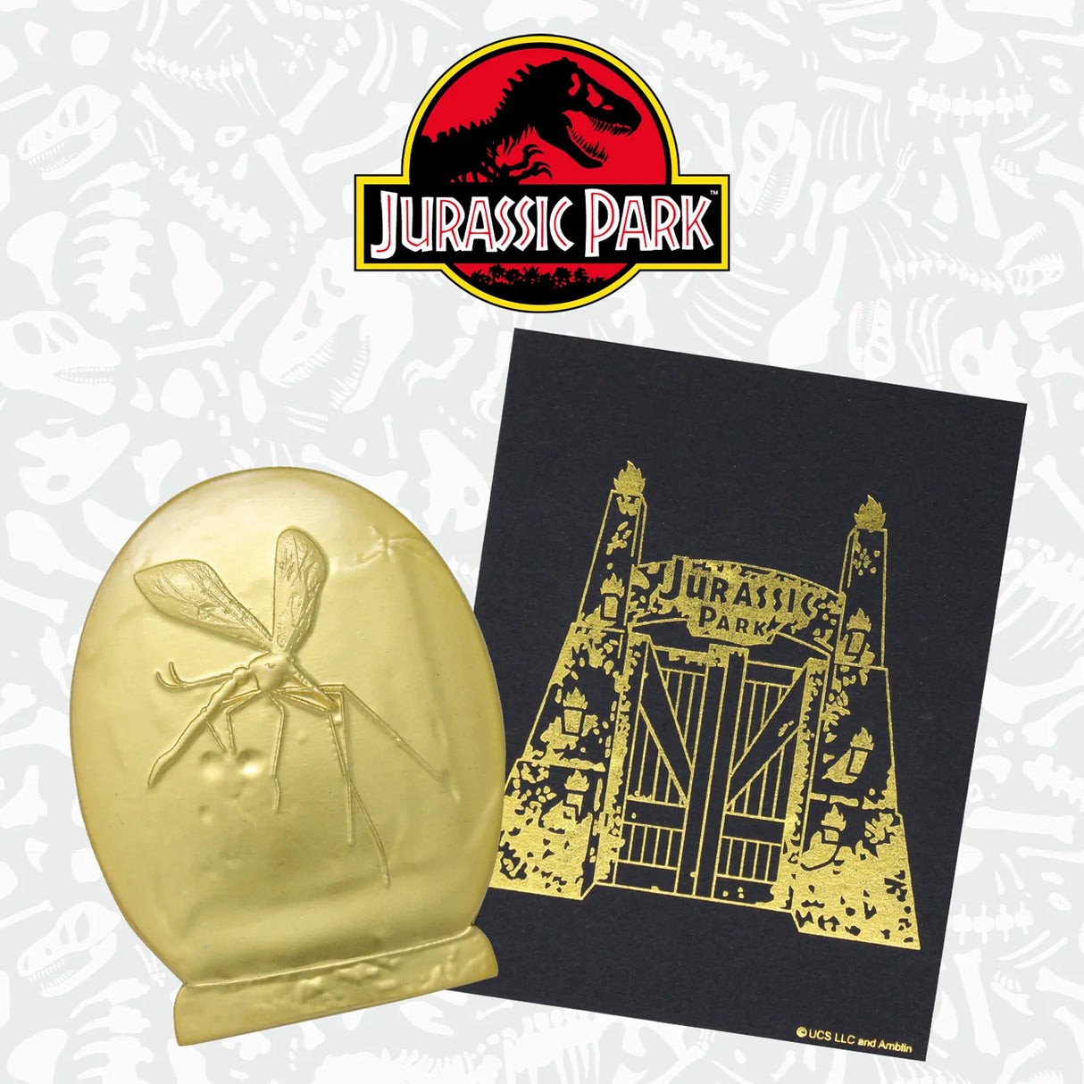 Jurassic Park Limited Edition Mosquito in Amber 24k Gold Plated XL Pin Badge