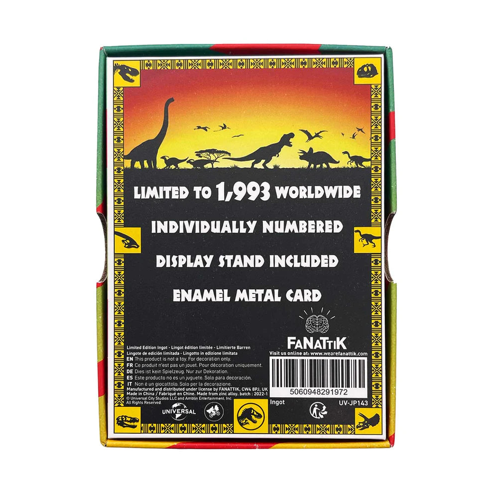 Jurassic Park 30th Anniversary Limited Edition Vehicle I.D Replica Ingot