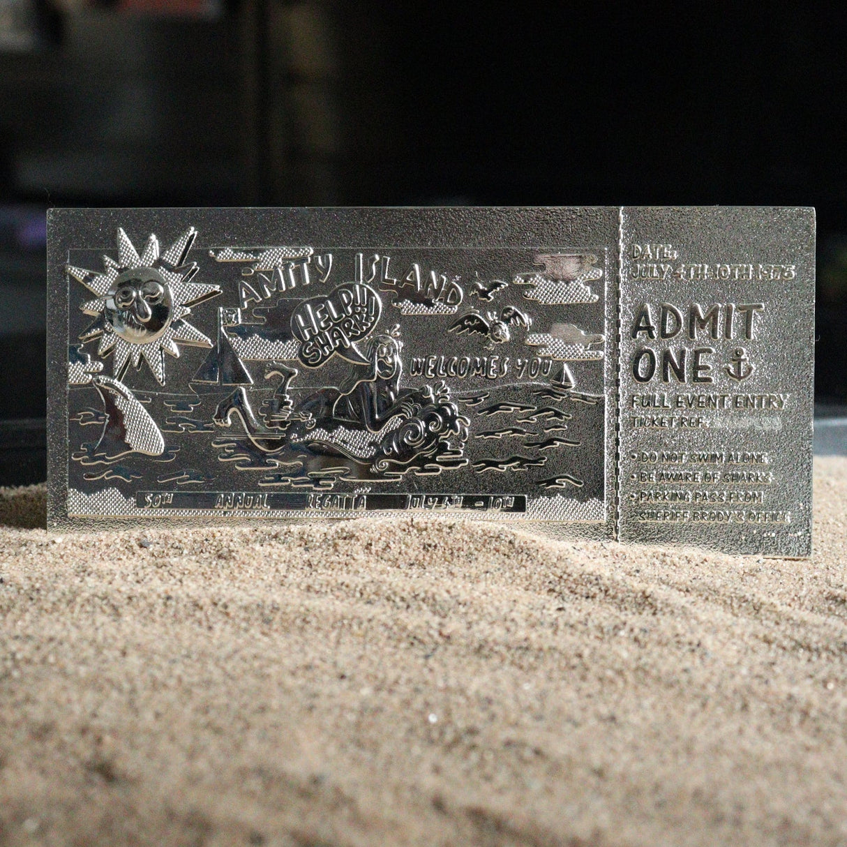 Jaws Limited Edition .999 Silver Plated Amity Island 50th Annual Regatta Ticket