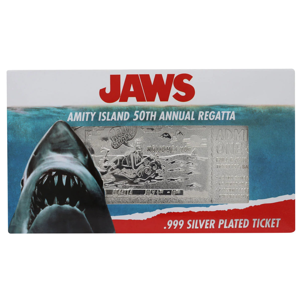 Jaws Limited Edition .999 Silver Plated Amity Island 50th Annual Regatta Ticket