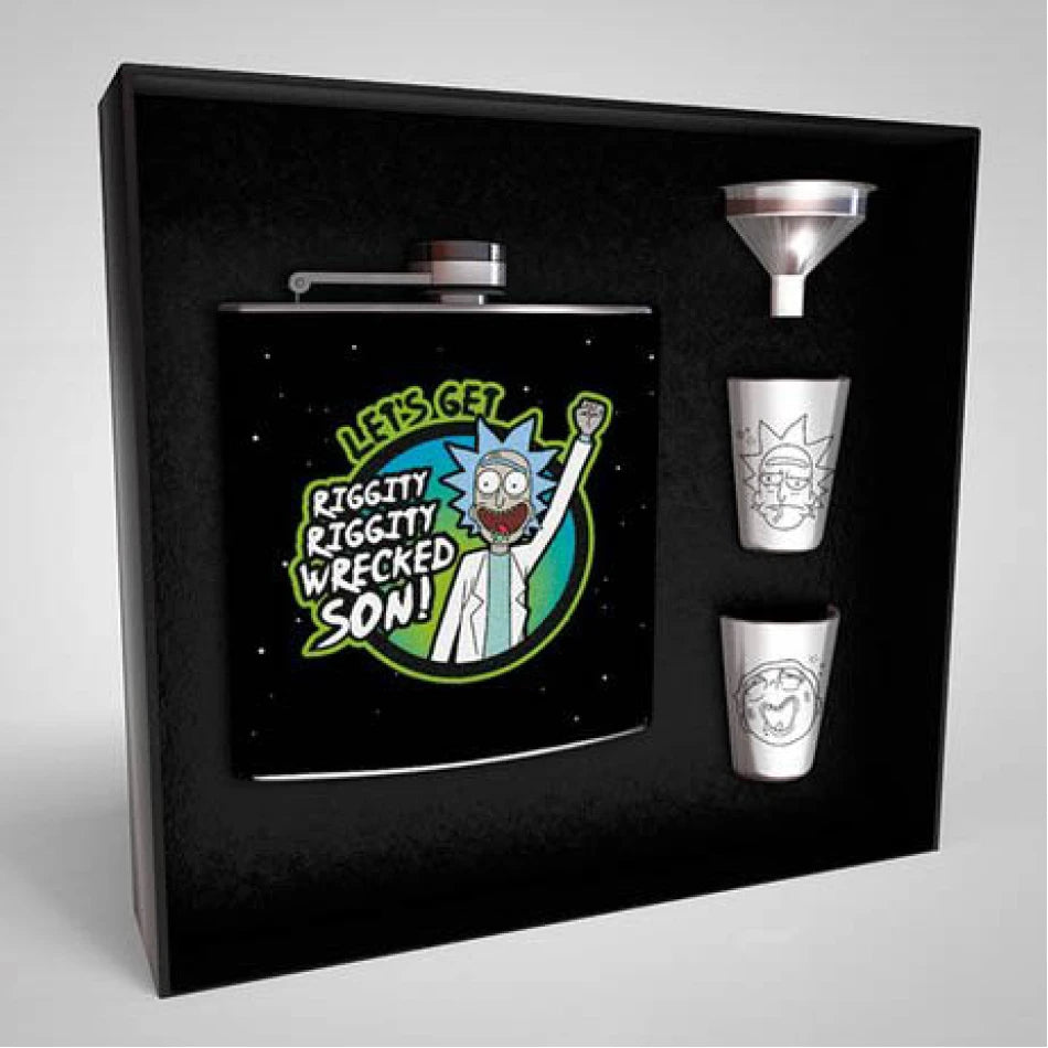 Rick and Morty Hip Flask and Shot Glass Set