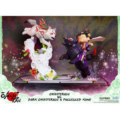 Okamiden Statue Chibiterasu vs. Dark Chibiterasu & Possessed Kuni Statue