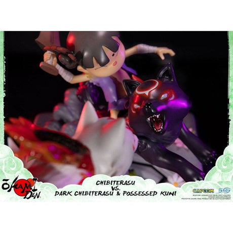 Okamiden Statue Chibiterasu vs. Dark Chibiterasu & Possessed Kuni Statue