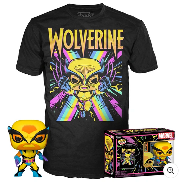 Marvel X-Men Wolverine (Blacklight) Funko Pop! Vinyl Figure #802 & T-Shirt (Medium) Set