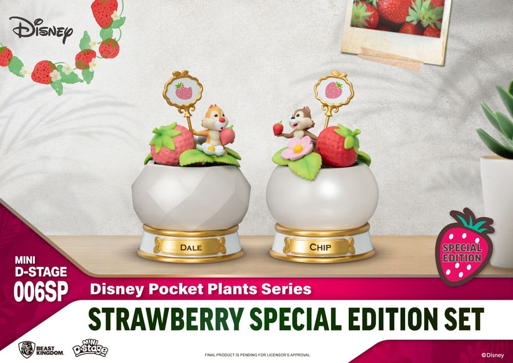 Disney Pocket Plants Series Strawberry Special Edition Set Mini Diorama Stage Statues