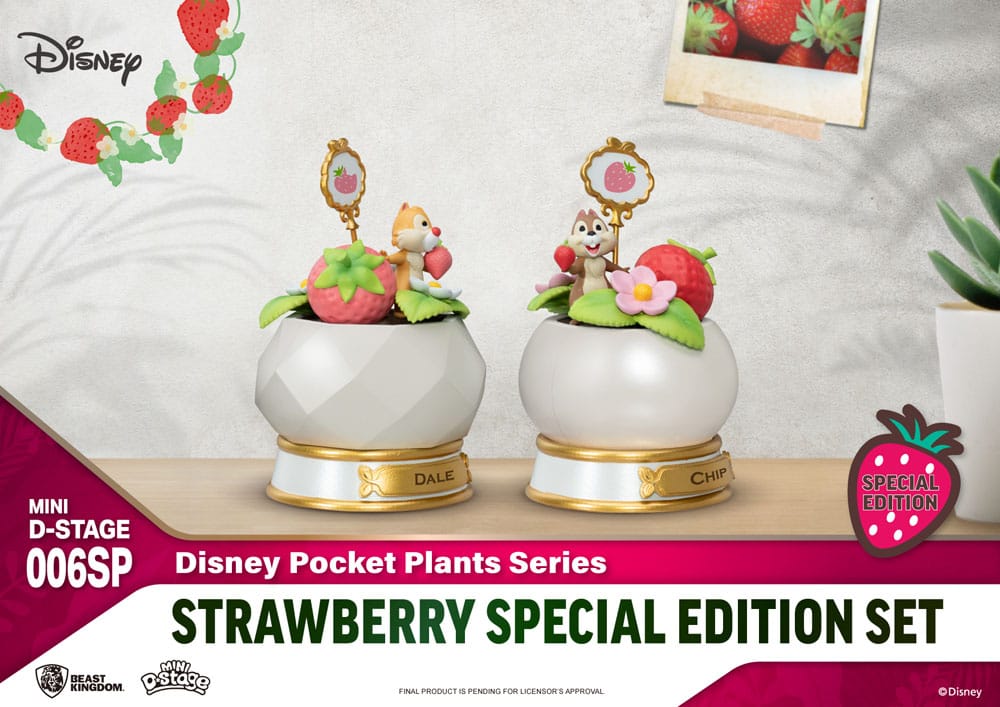 Disney Pocket Plants Series Strawberry Special Edition Set Mini Diorama Stage Statues