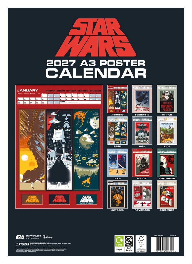Star Wars Calendar A3 Poster 2027
