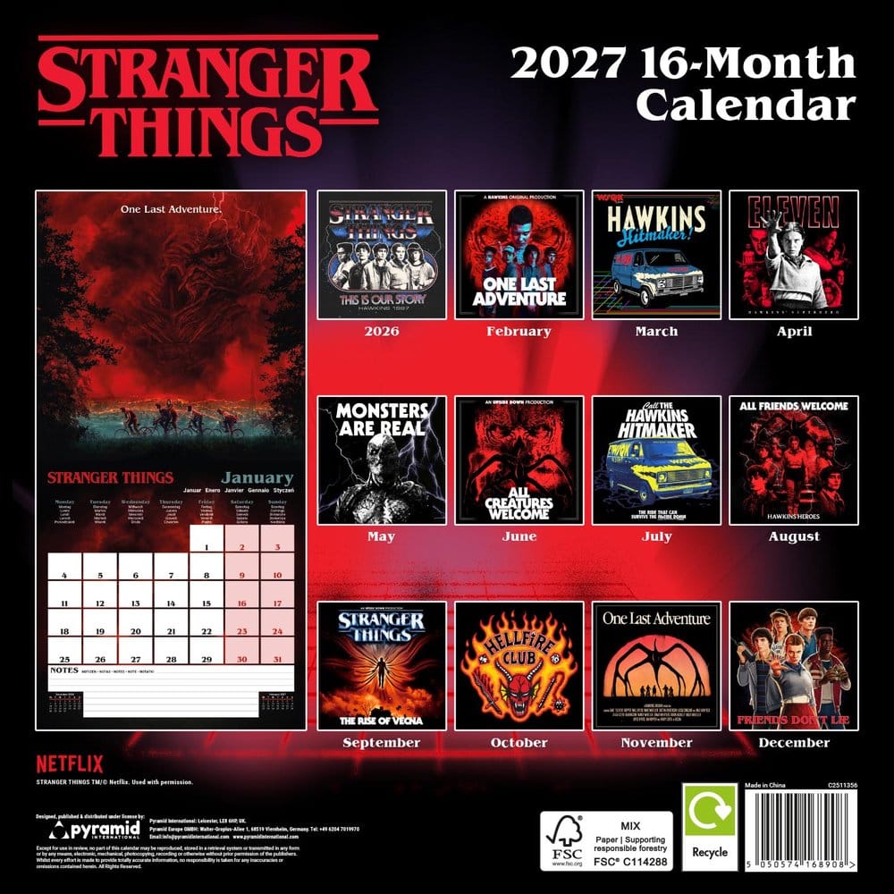 Stranger Things Calendar 2027 30 x 30 cm