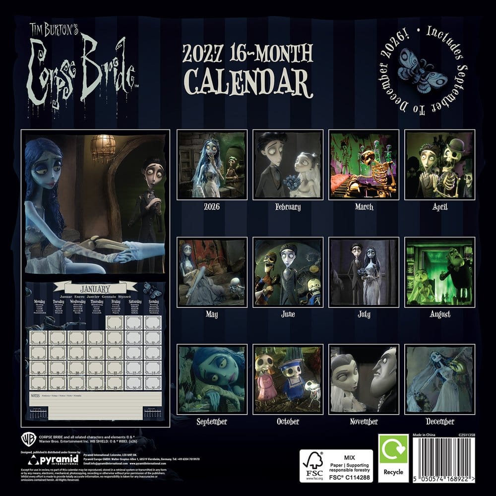 Corpse Bride Calendar 2027 30 x 30 cm