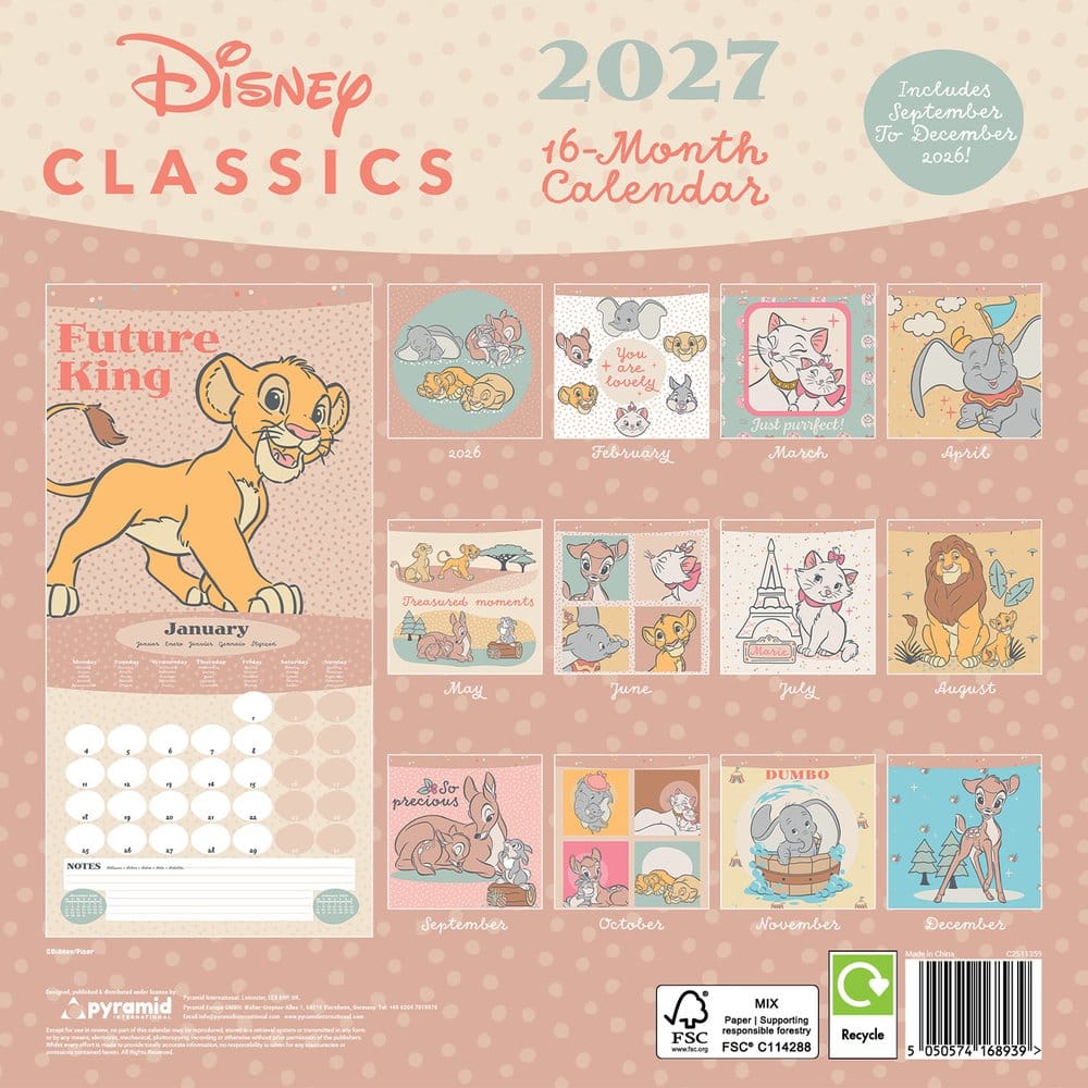 Disney Classics Calendar Treasured Memories 2027 30 x 30 cm