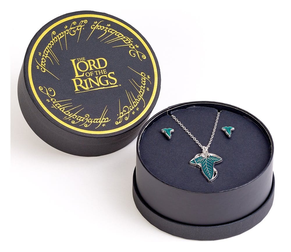 Lord of the Ring Earrings and Necklace Gift Set Leaf of Lorien
