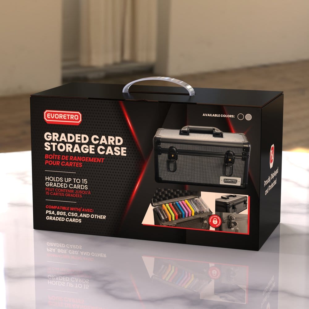 Evoretro Trading Card Storage Box for 15 Slabs Gray 33.9 x 13.4 cm