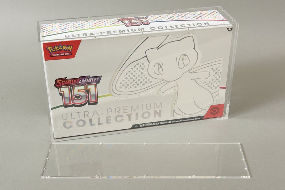Evoretro Acrylic Display Case for Pokemon 151 UPC Box and Mega Charizard X UPC Box 23 x 39 cm