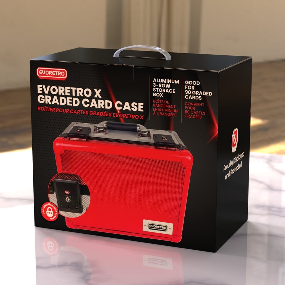 Evoretro Trading Card Storage Box for 90 Cards X Red and Silver