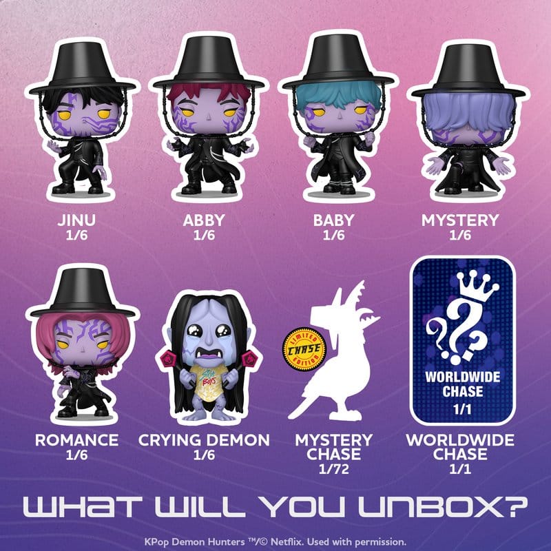 KPop Demon Hunters POP! Mystery Vinyl Figures 6pcPDQBox 9 cm Blind Box Assortment (6)