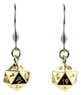 Lair Wear Dice Earrings D20 Gold Metal