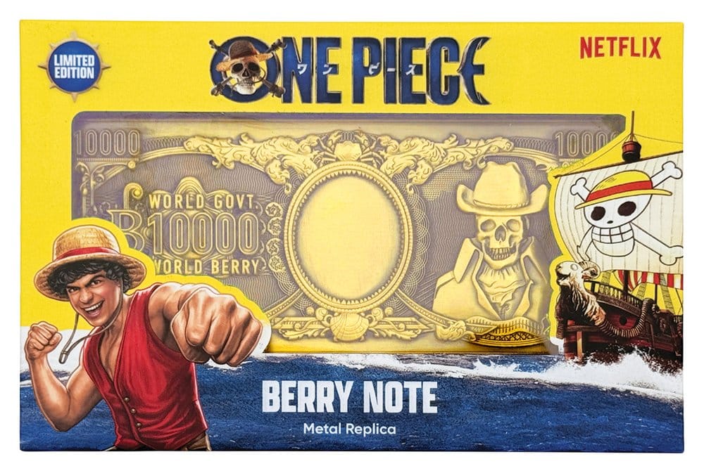 One Piece Replica 10,000 World Berry Metal Banknote 6 x 15 cm