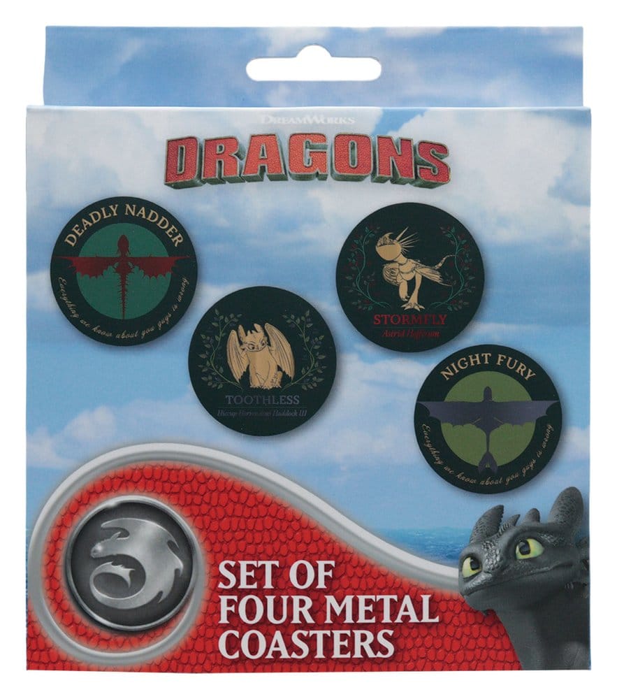 How to Train Your Dragon Coaster 4-Pack Dragon Printed Metal
