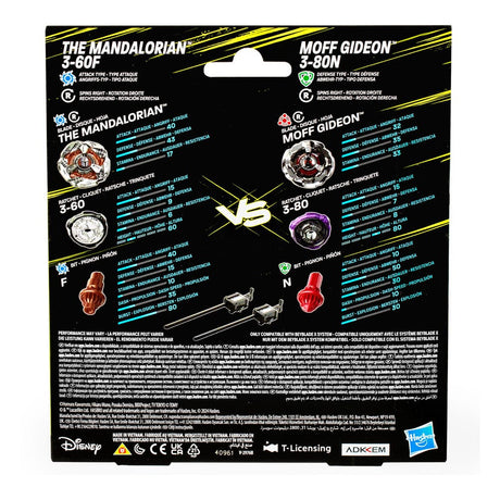 Beyblade X and Star Wars Collab The Mandalorian 3-60F vs. Moff Gideon 3-80N