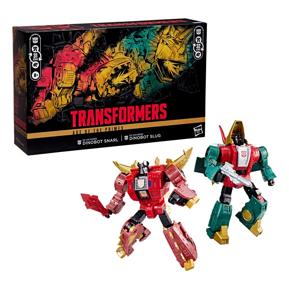 Transformers Age of the Primes Leader Class Action Figure G2 Universe Dinobots Snarl & Slug 19 cm