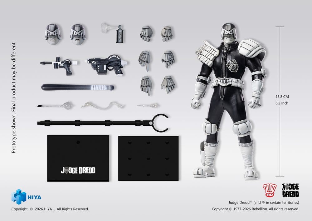 Judge Dredd Exquisite Super Action Figure 1/12 Judge Dredd Black & White Ver. 15 cm
