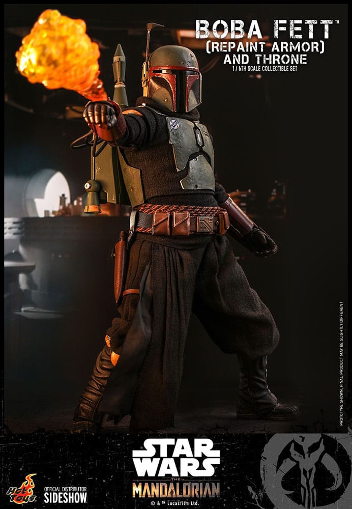 Star Wars: The Mandalorian Action Figure 1/6 Boba Fett Repaint Armor and Throne Special Edition 30 cm
