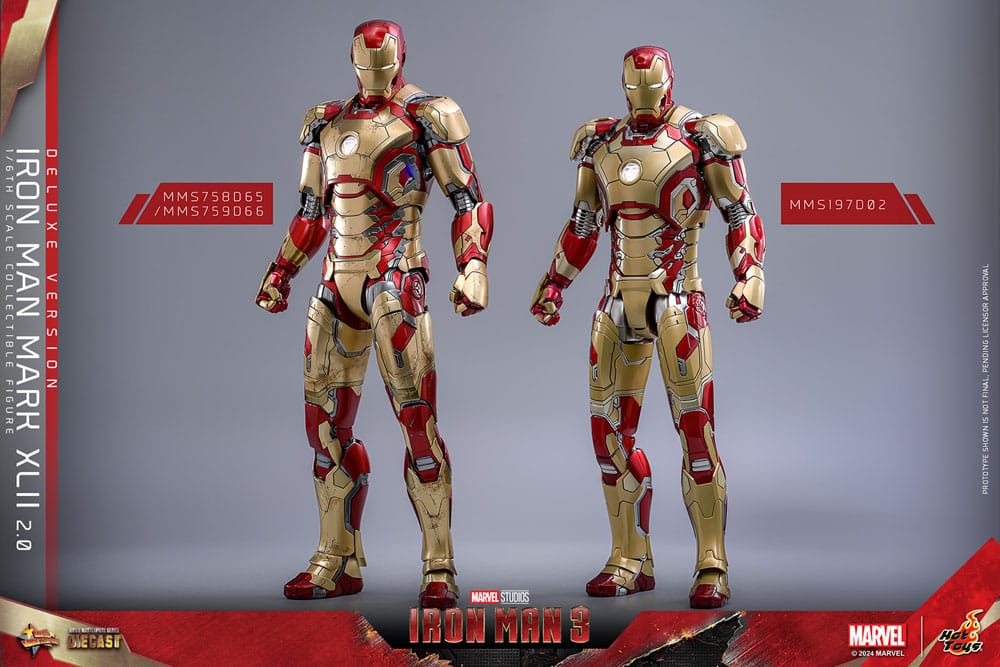 Iron Man 3 Movie Masterpiece Iron Man Mark XLII (2.0) Deluxe 32 cm 1/6 Diecast Action Figure