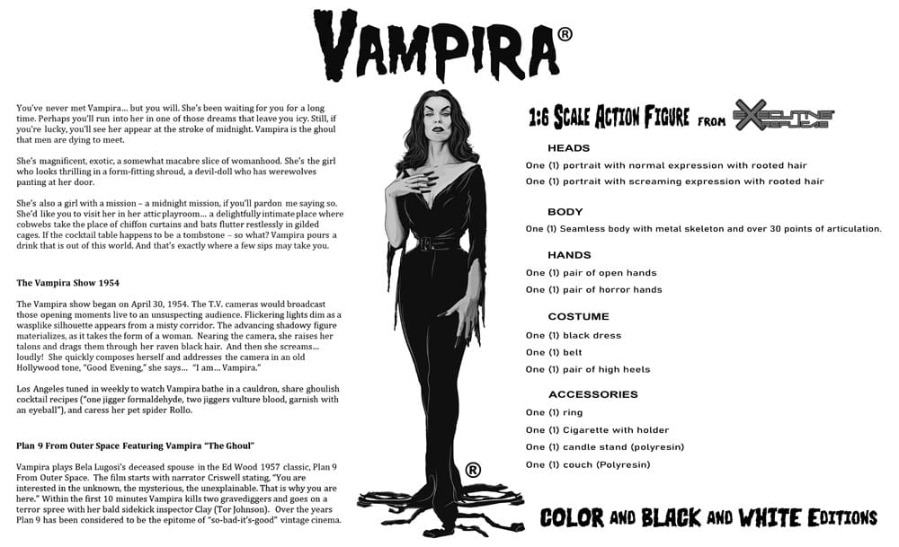 Vampira Vampira Regular Monochrome Version 30cm 1/6 Scale Action Figure