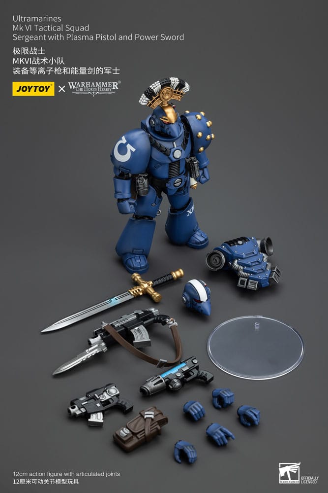 Warhammer The Horus Heresy Ultramarines MK VI Tactical Squad Sergeant with Plasma Pistol and Power Sword 20 cm 1/18 Action Figure