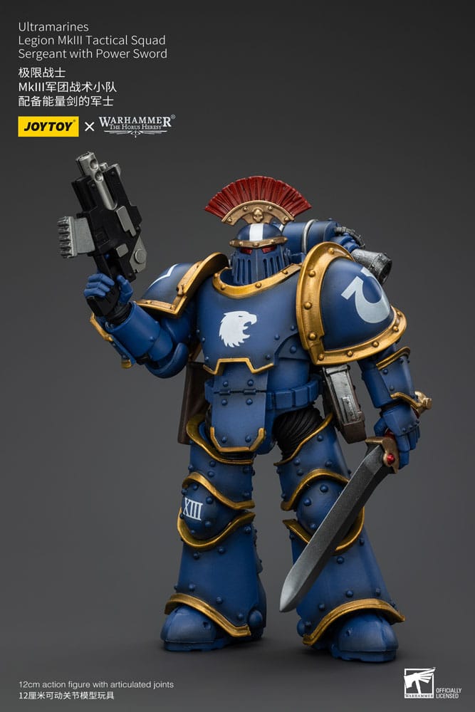 Warhammer The Horus Heresy Ultramarines Legion MKIII Tactical Squad Sergeant with Power Sword 20 cm 1/18 Action Figure