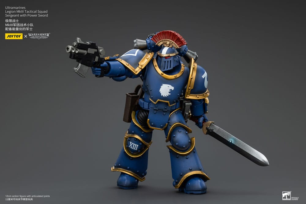 Warhammer The Horus Heresy Ultramarines Legion MKIII Tactical Squad Sergeant with Power Sword 20 cm 1/18 Action Figure
