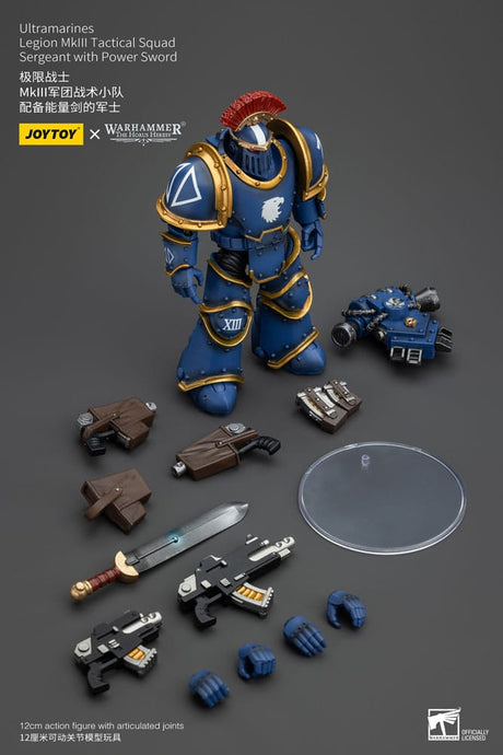 Warhammer The Horus Heresy Ultramarines Legion MKIII Tactical Squad Sergeant with Power Sword 20 cm 1/18 Action Figure