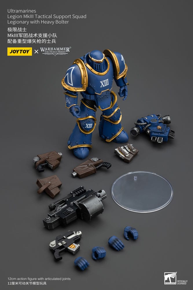 Warhammer The Horus Heresy Ultramarines Legion MKIII Tactical Support Squad Legionary with Heavy Bolter 20 cm 1/18 Action Figure