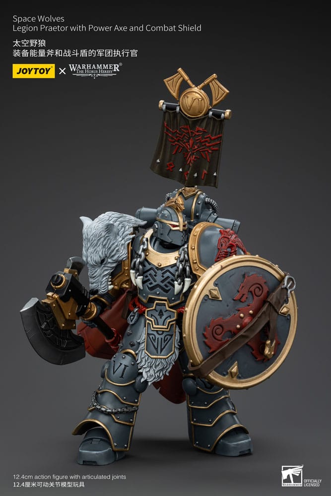 Warhammer The Horus Heresy Space Wolves Legion Praetor with Power Axe and Combat Shield 12 cm 1/18 Action Figure