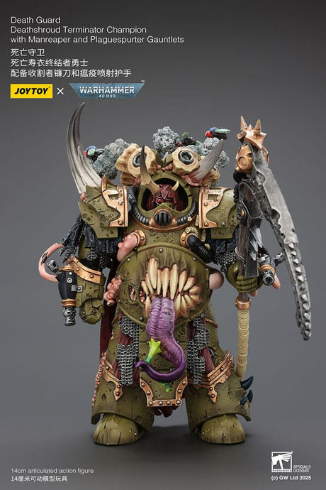 Warhammer 40k Action Figure 1/18 Death Guard Deathshroud Terminator Champion with Manreaper and Plaguespurter Gauntlets 14 cm