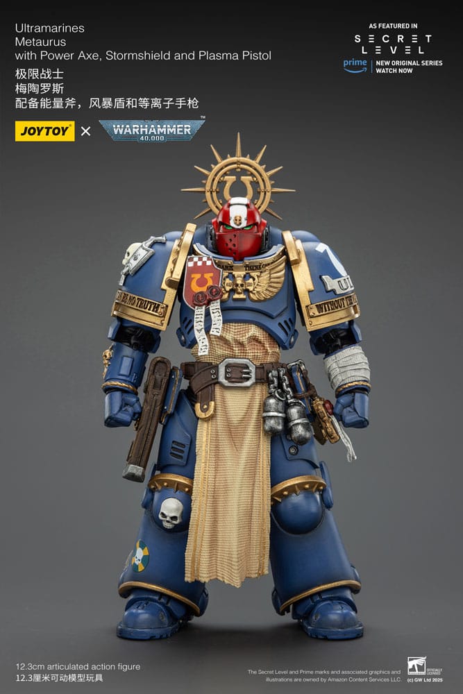 Warhammer 40,000 Action Figure Ultramarines Metaurus with Power Axe, Stormshield and Plasma Pistol 13 cm