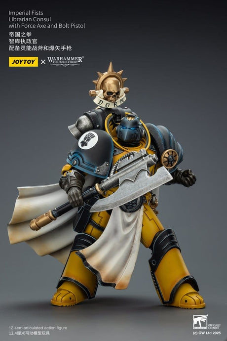Warhammer Imperial Fists Action Figure Librarian Consulwith Force Axe and Bolt Pistol 12 cm