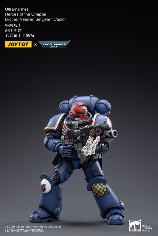 Warhammer 40k Ultramarines Heroes of the Chapter Brother Veteran Sergeant Castor 12cm 1/18 Scale Action Figure