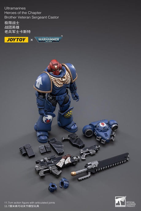 Warhammer 40k Ultramarines Heroes of the Chapter Brother Veteran Sergeant Castor 12cm 1/18 Scale Action Figure