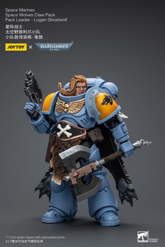 Warhammer 40k Space Marines Space Wolves Claw Pack Pack Leader -Logan Ghostwolf 12cm 1/18 Scale Action Figure