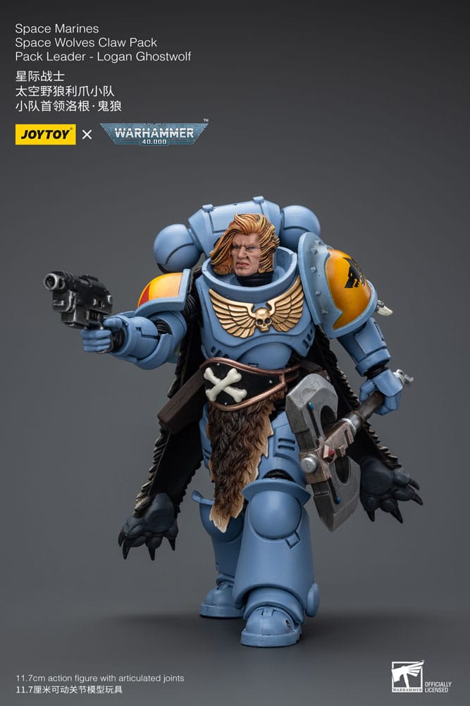 Warhammer 40k Space Marines Space Wolves Claw Pack Pack Leader -Logan Ghostwolf 12cm 1/18 Scale Action Figure